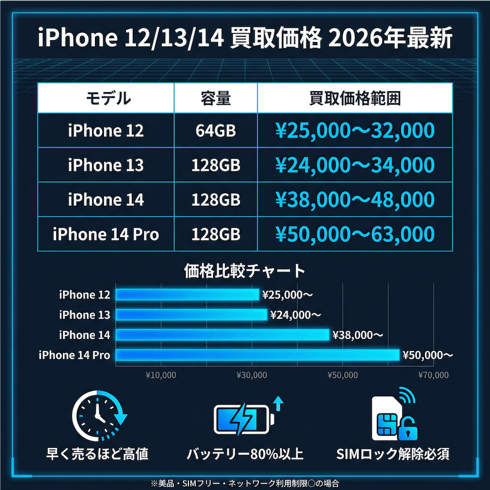 iPhone 12/13/14 買取価格 2026年最新