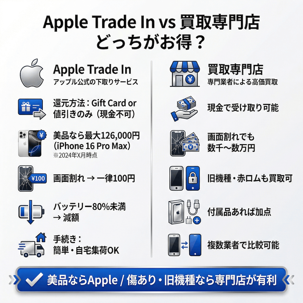 Apple Trade In vs 買取専門店 どっちがお得？