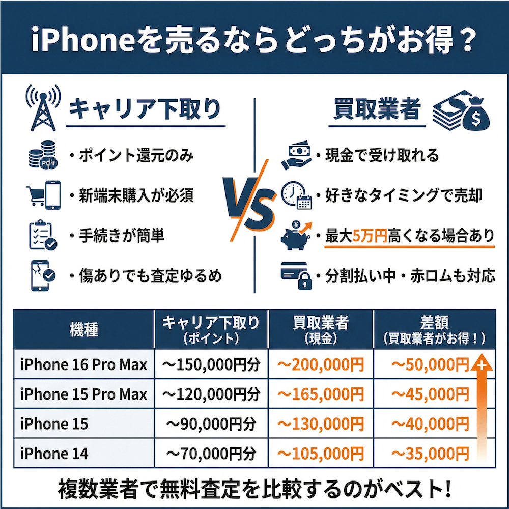 iPhoneを売るならどっちがお得?