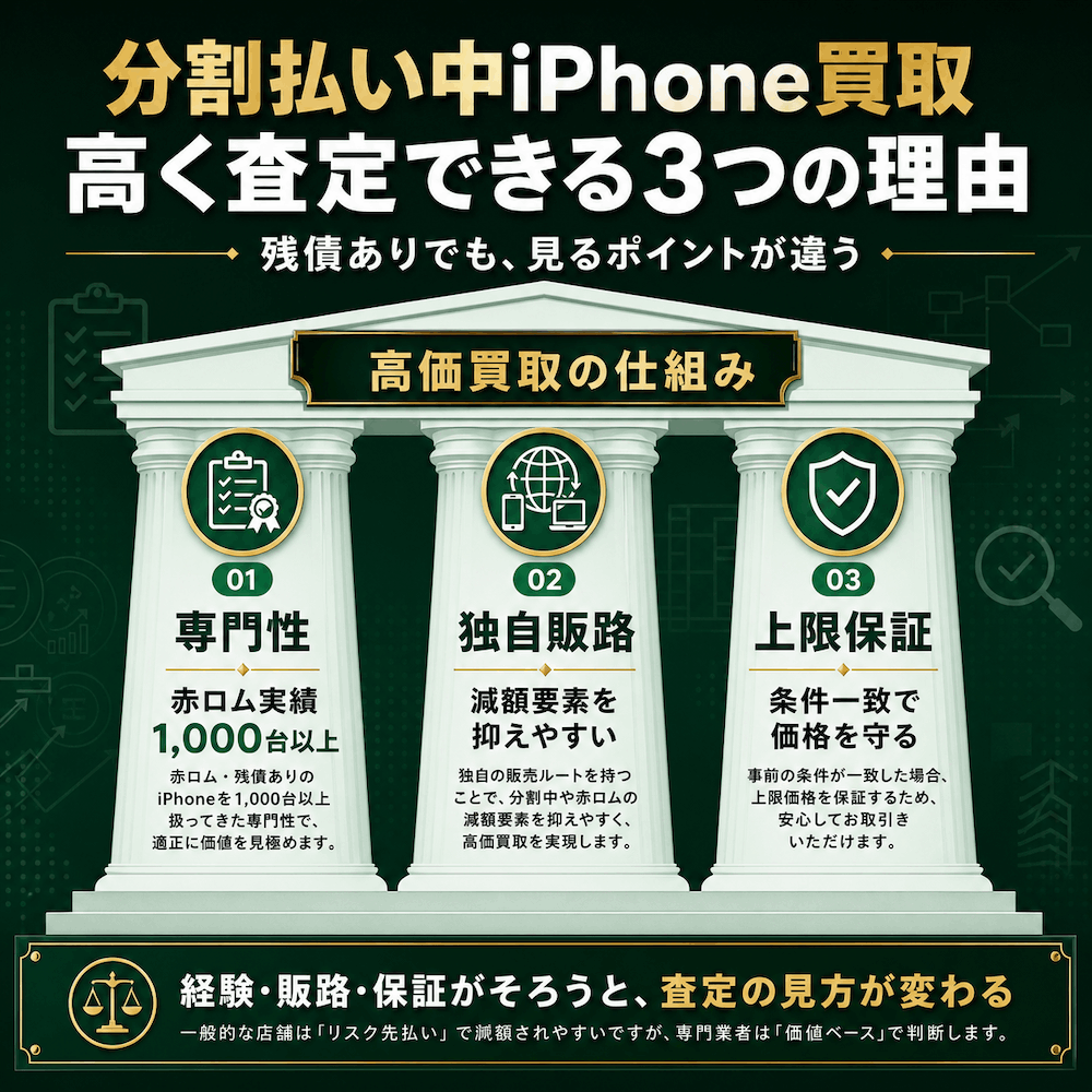 分割中 iPhone買取 高く査定できる3つの理由